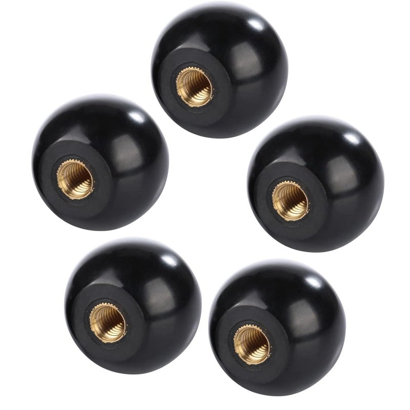 Ejoyous Ball Lever Knob, 5Pcs M8 Female Machine Knobs Screw on 32mm Dia Black Round Threaded Ball Knob for Machine Handle Tool Replacement - Image 1